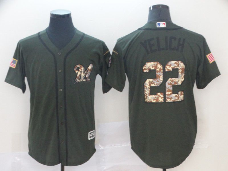 Men Milwaukee Brewers 22 Yelich Green MLB Jersey